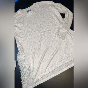 Aerie just add leggings Oatmeal Lightweight Side Ruffle Slits Top Size Small GUC